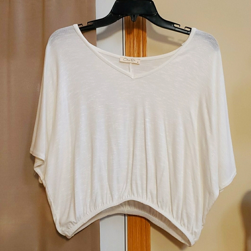 White Half Sleeve Blouse With Fitted Waist